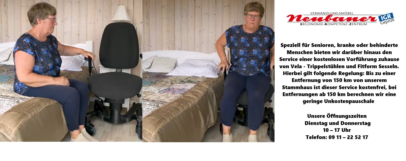 Die mobile Aufstehhilfe für das Bett VELA Tango 700E mit Power Wheels