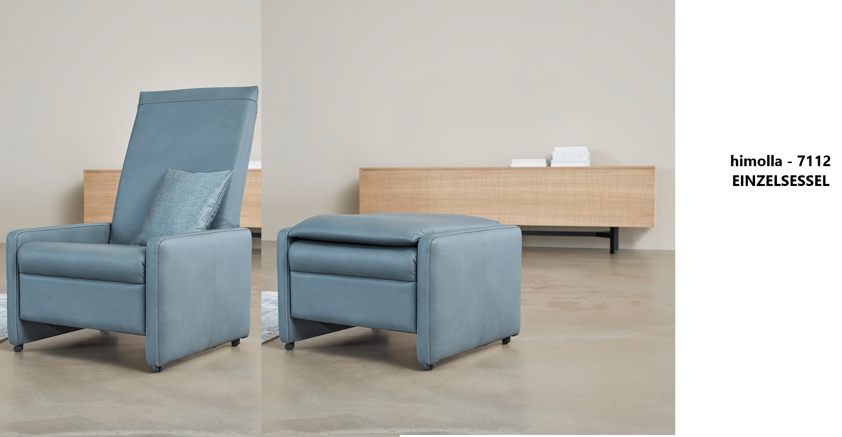 himolla Modell 7112 Relaxsessel ist ein wahrer Verwandlungskünstler vom Sessel zum Hocker